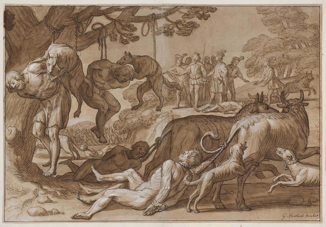 Le roi Jarmeric torture les Wendes capturés - Gerard van Honthorst