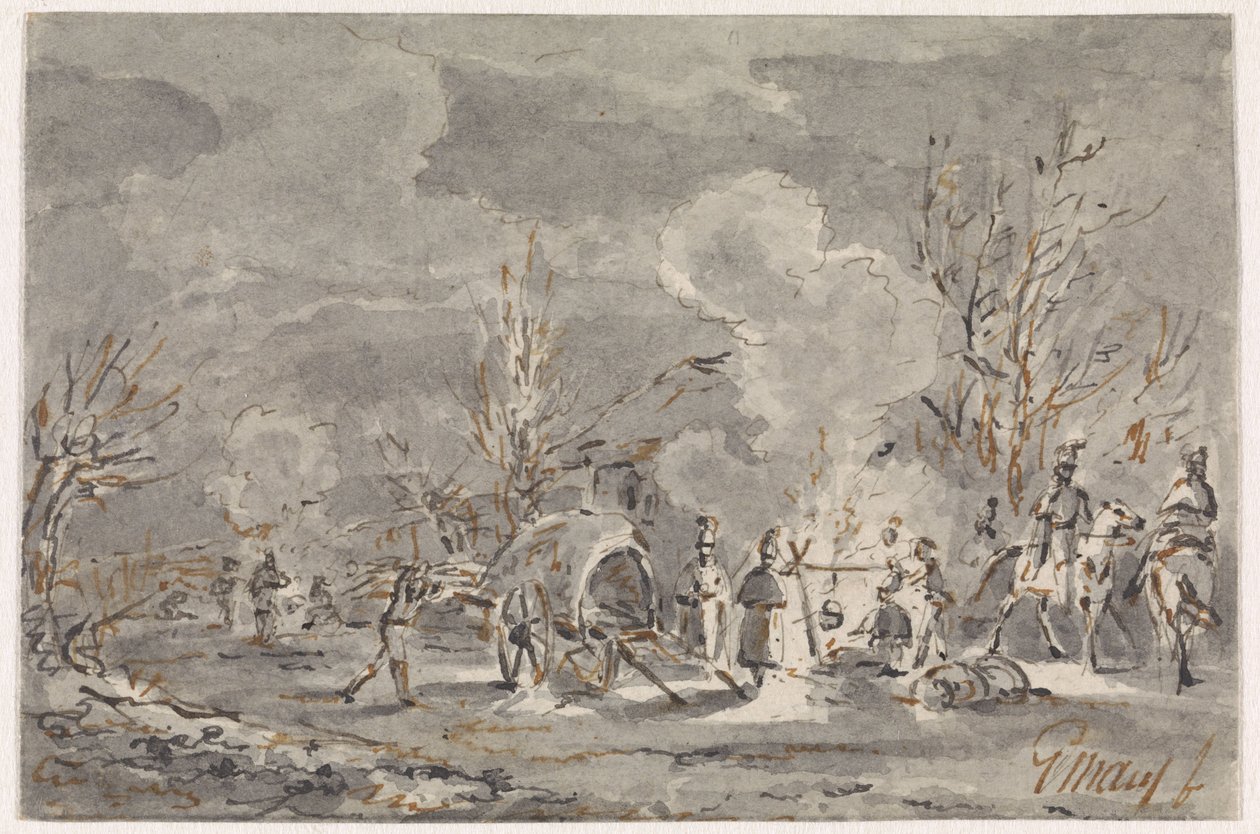 Camp militaire avec des soldats autour d