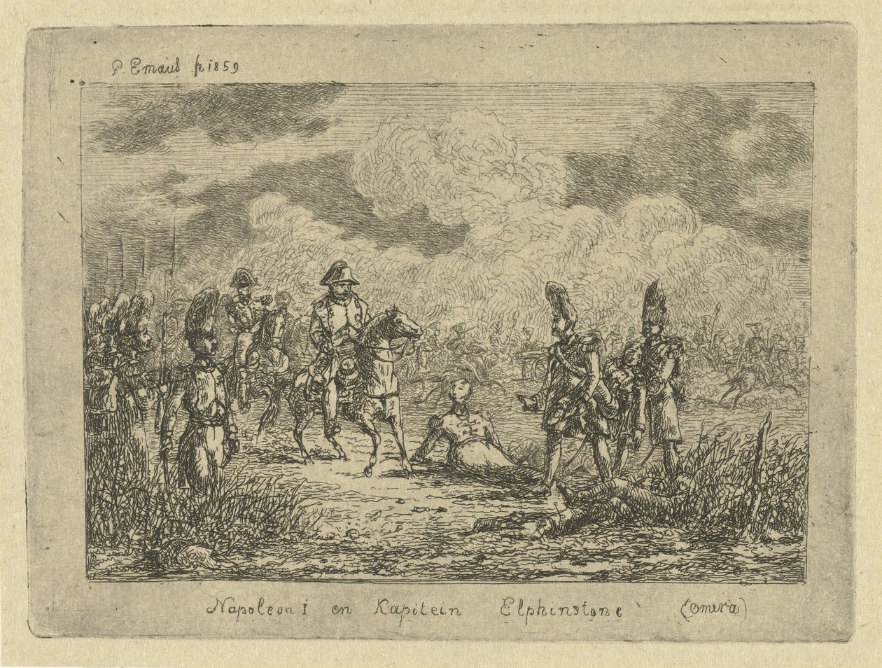 Napoléon auprès de soldats tombés - Gerardus Emaus de Micault