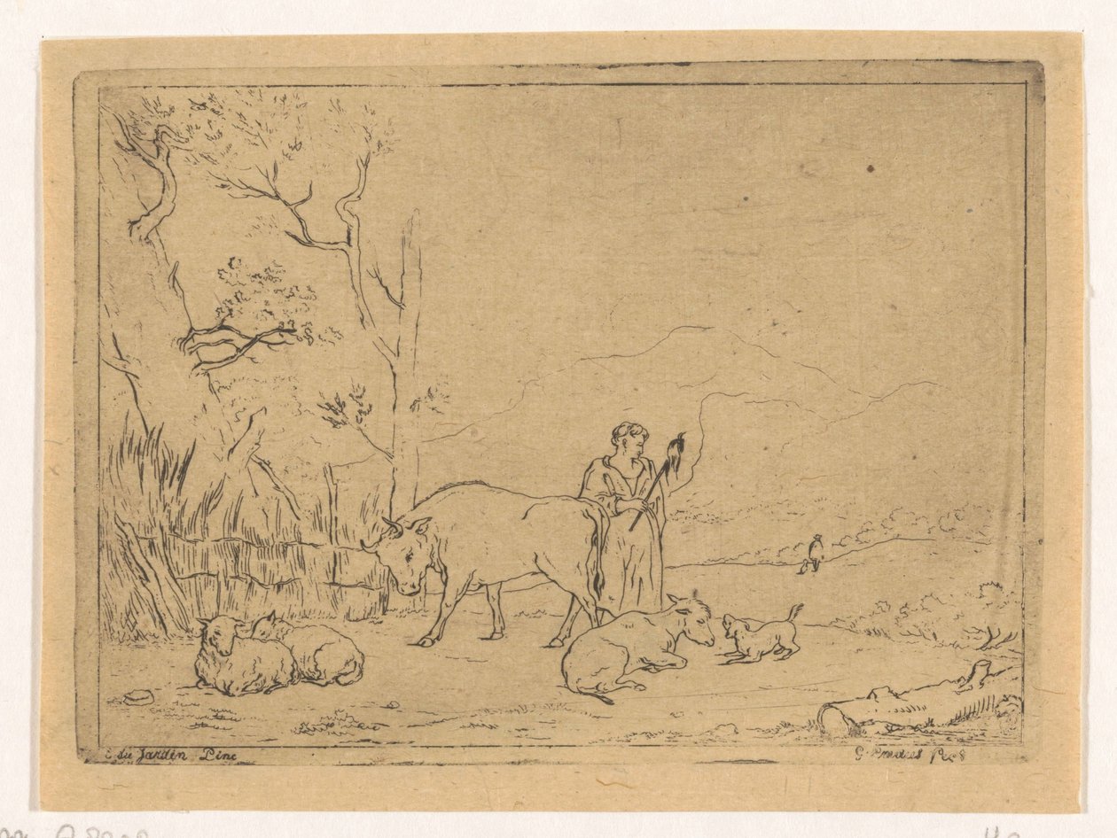 Bergère filant - Gerardus Emaus de Micault
