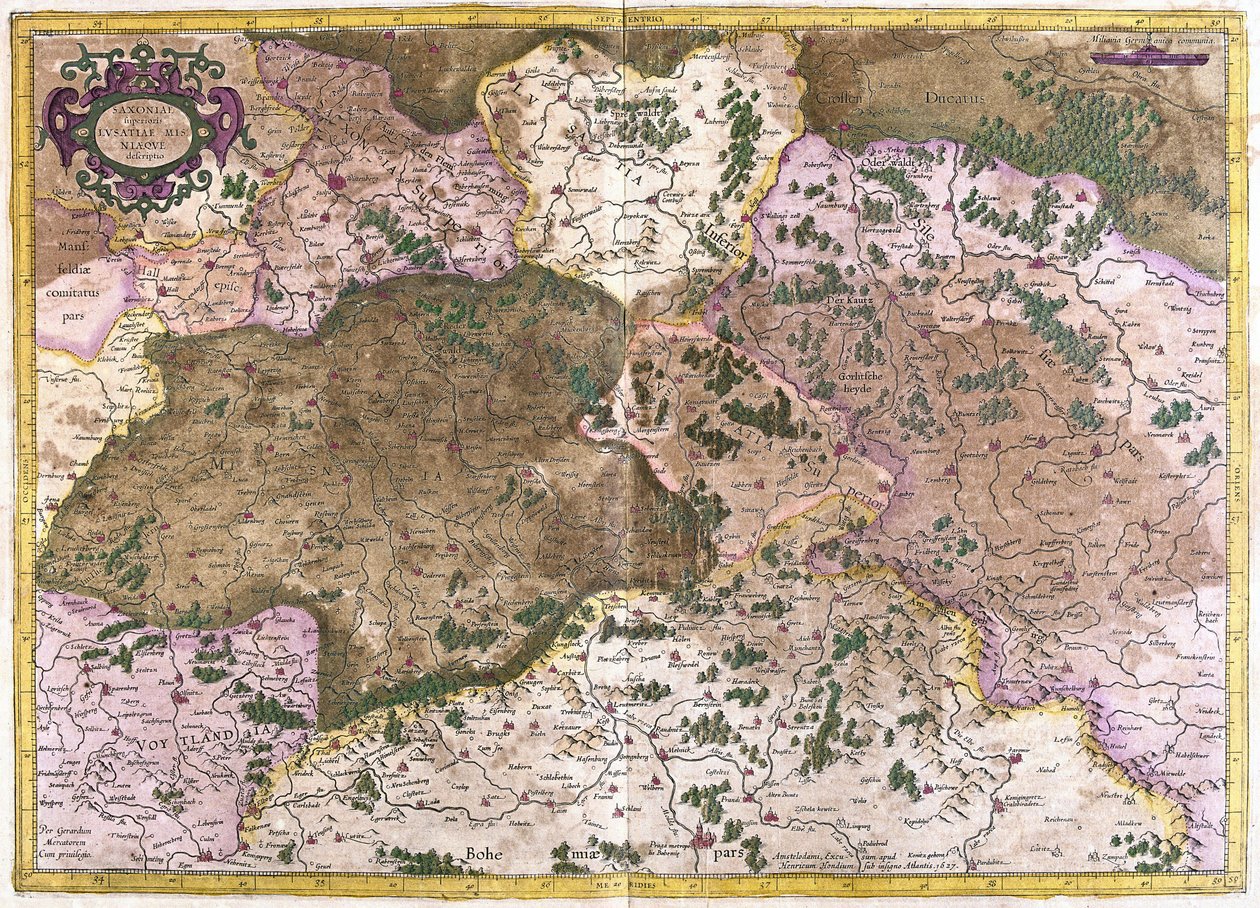 Allemagne, Tchécoslovaquie et Pologne (gravure) - Gerardus Mercator