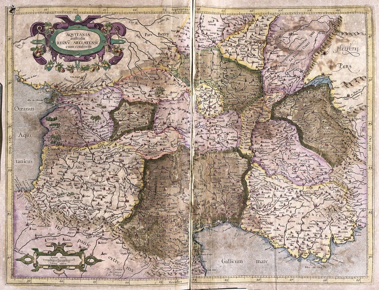 Limousin, Languedoc, Auvergne, Bourgogne et Provence, sud de la France - Gerardus Mercator