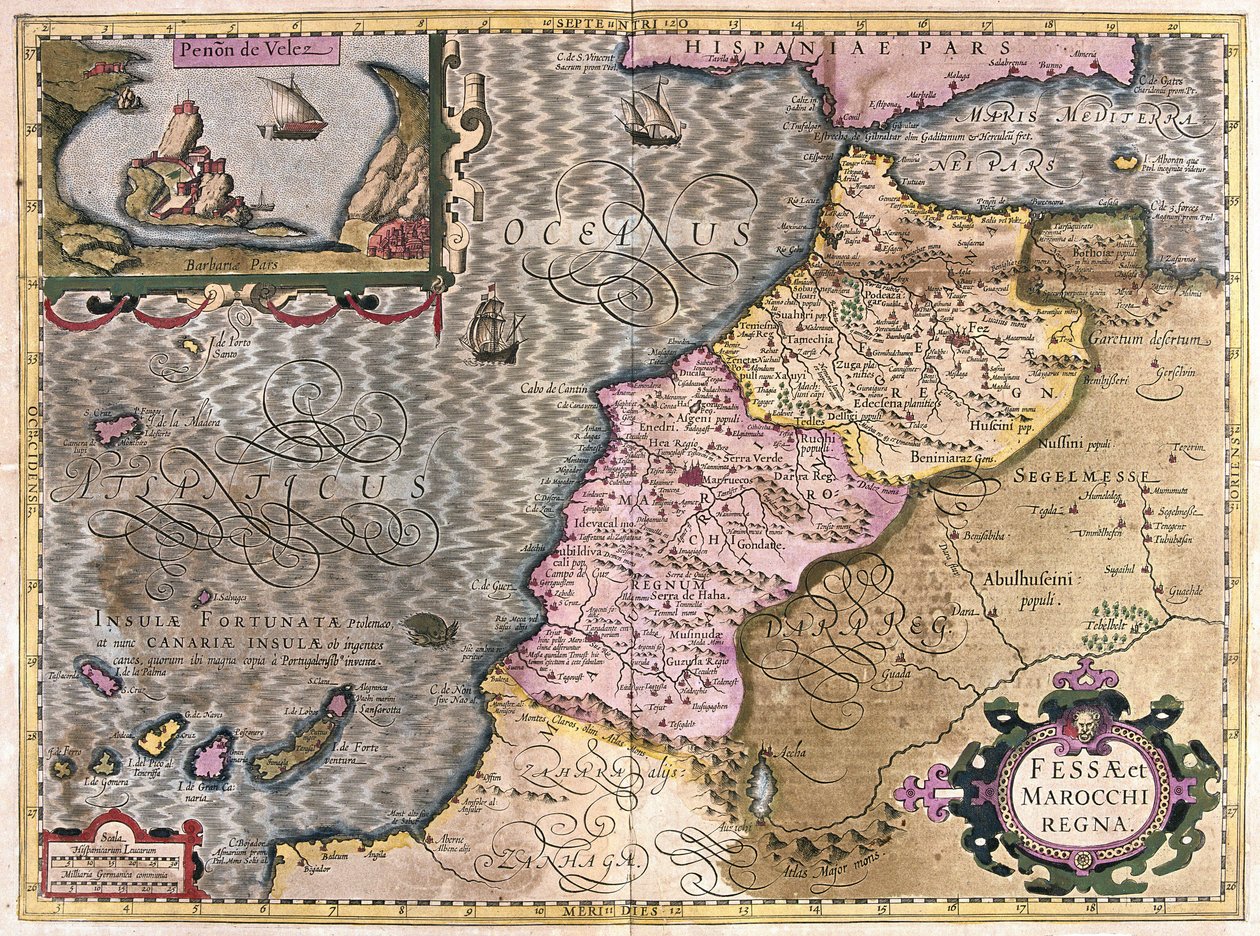 Afrique du Nord-Ouest avec les Canaries (gravure) - Gerardus Mercator