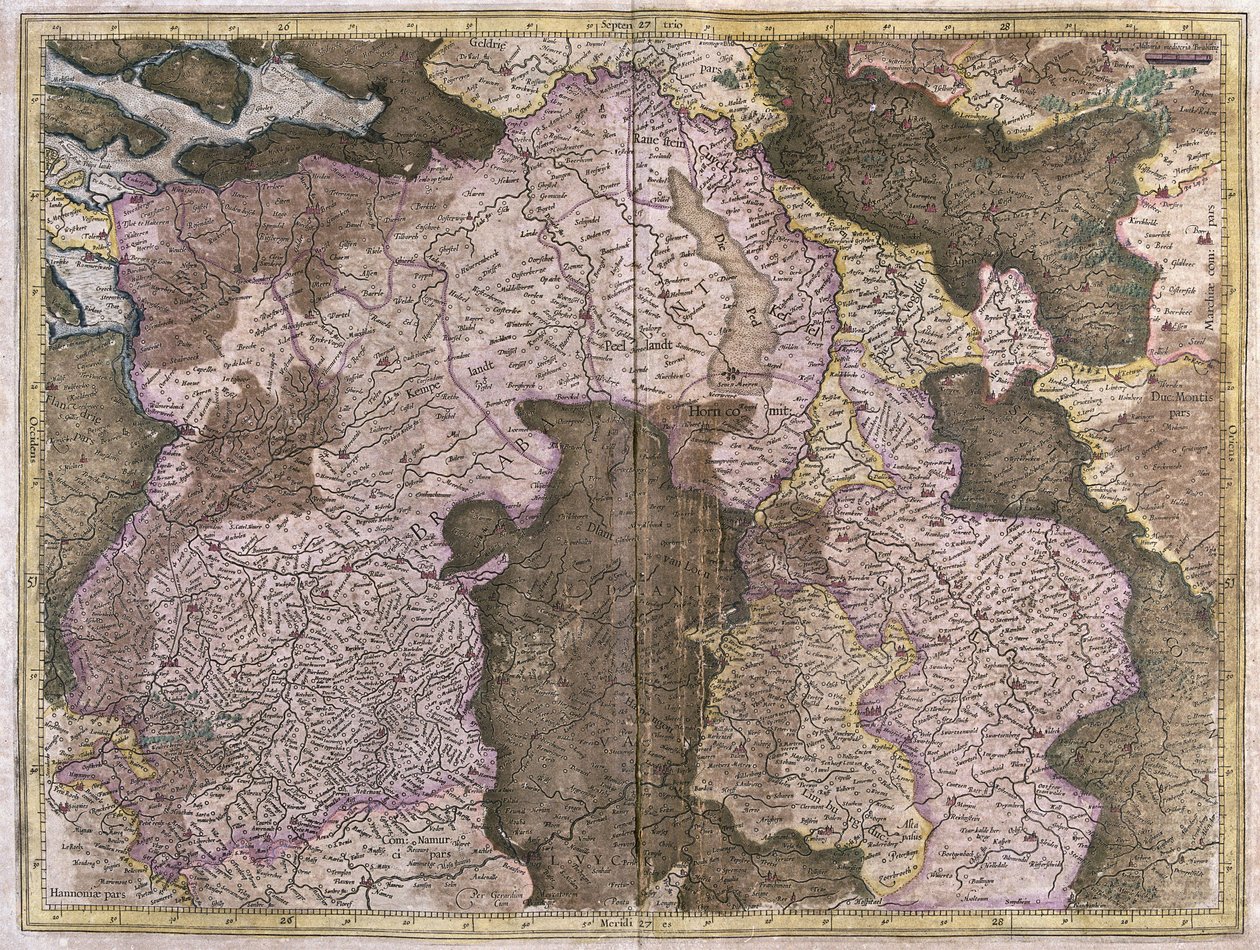 Carte non titrée du Brabant : Belgique et Pays-Bas (gravure) - Gerardus Mercator