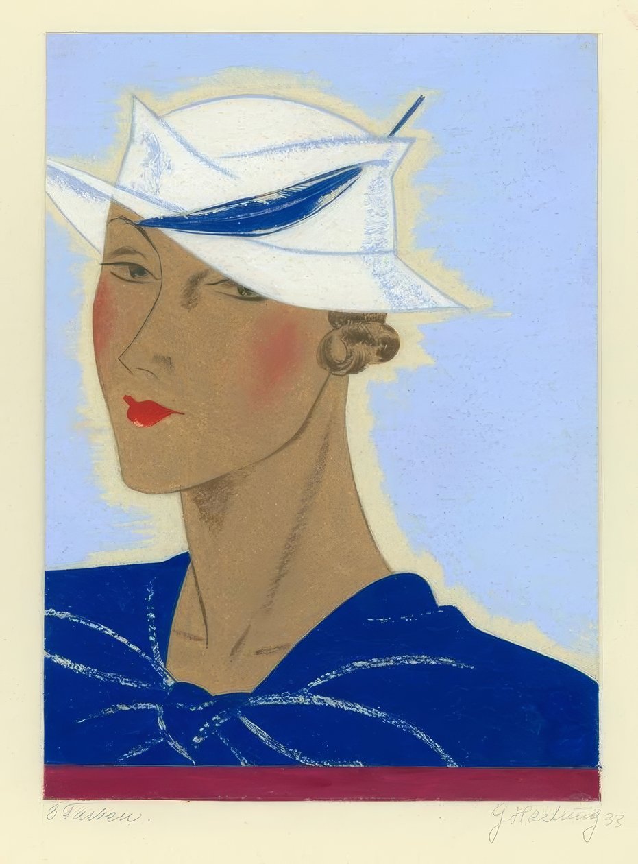 Chapeau de dame avec plume bleue 1933 - Gerd Hartung