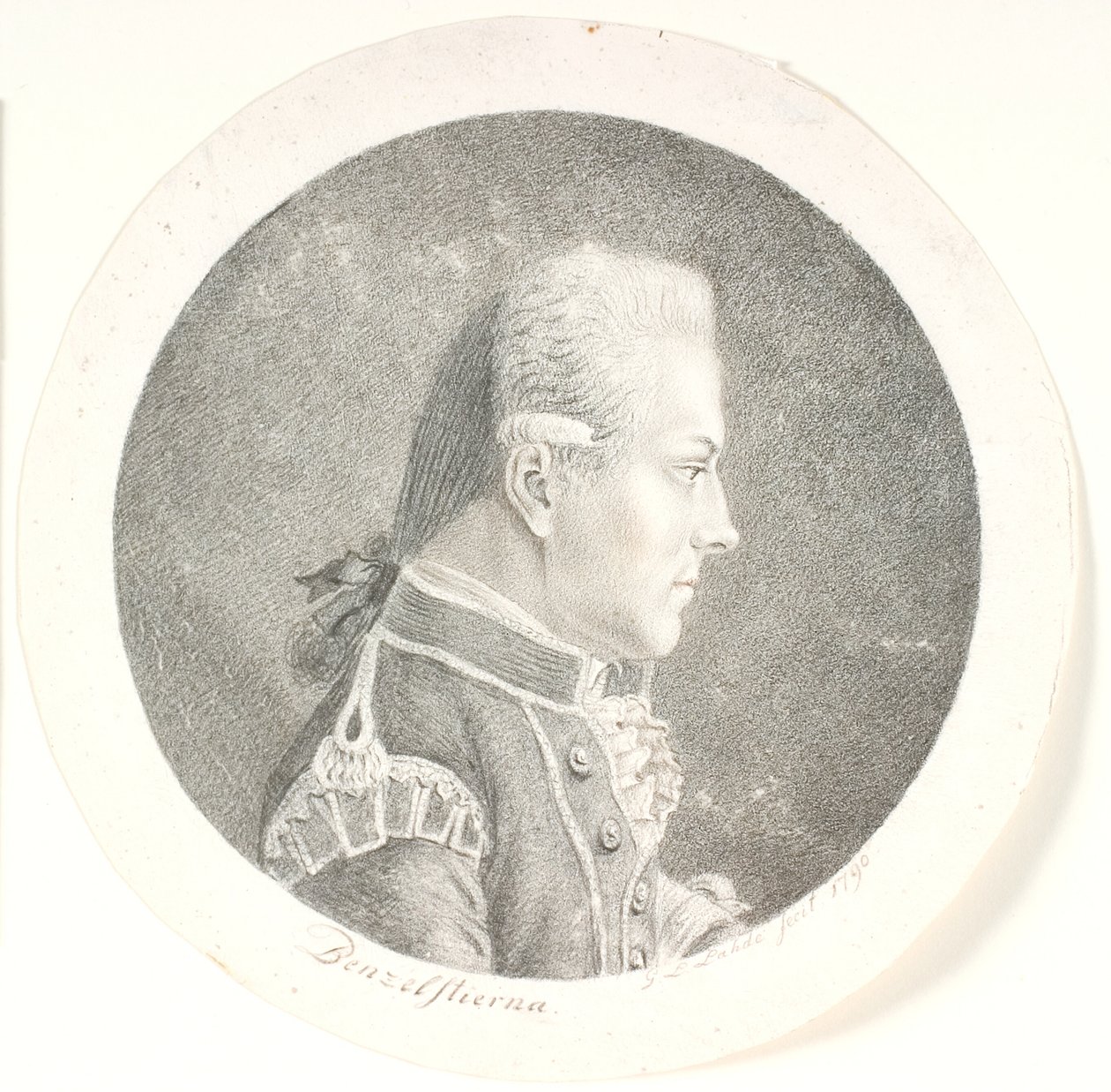 Portrait de Lars Benzelstjerne, officier de marine suédois (1759-1808). Buste. Profil à droite - Gerhard Ludvig Lahde