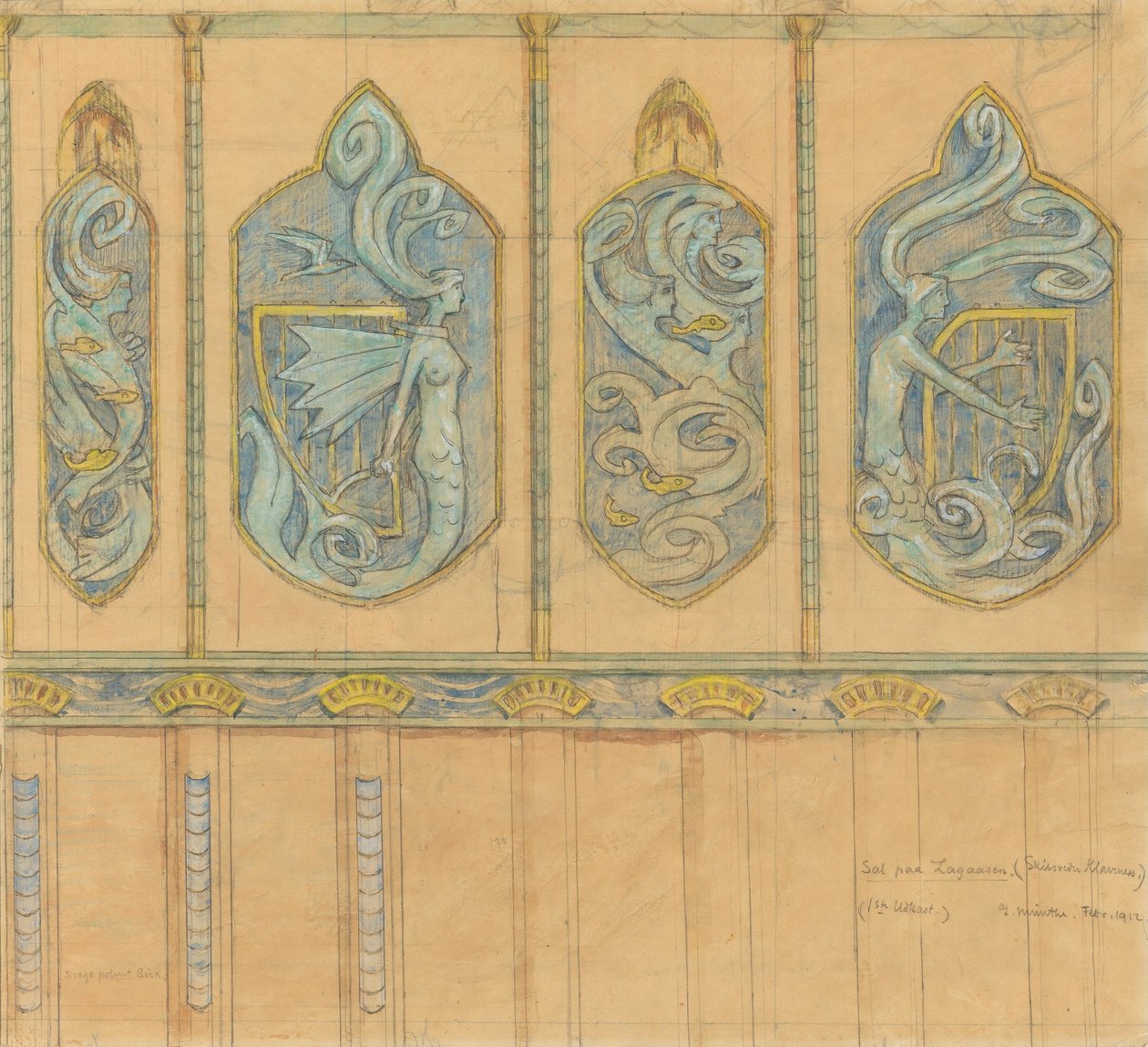 Projet pour la salle à manger de Lagåsen - Gerhard Munthe