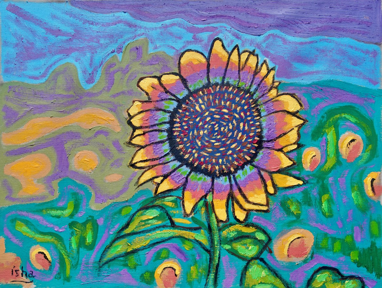 Tournesol joyeux I, 2024 (huile sur toile) - Gerhardt Isringhaus