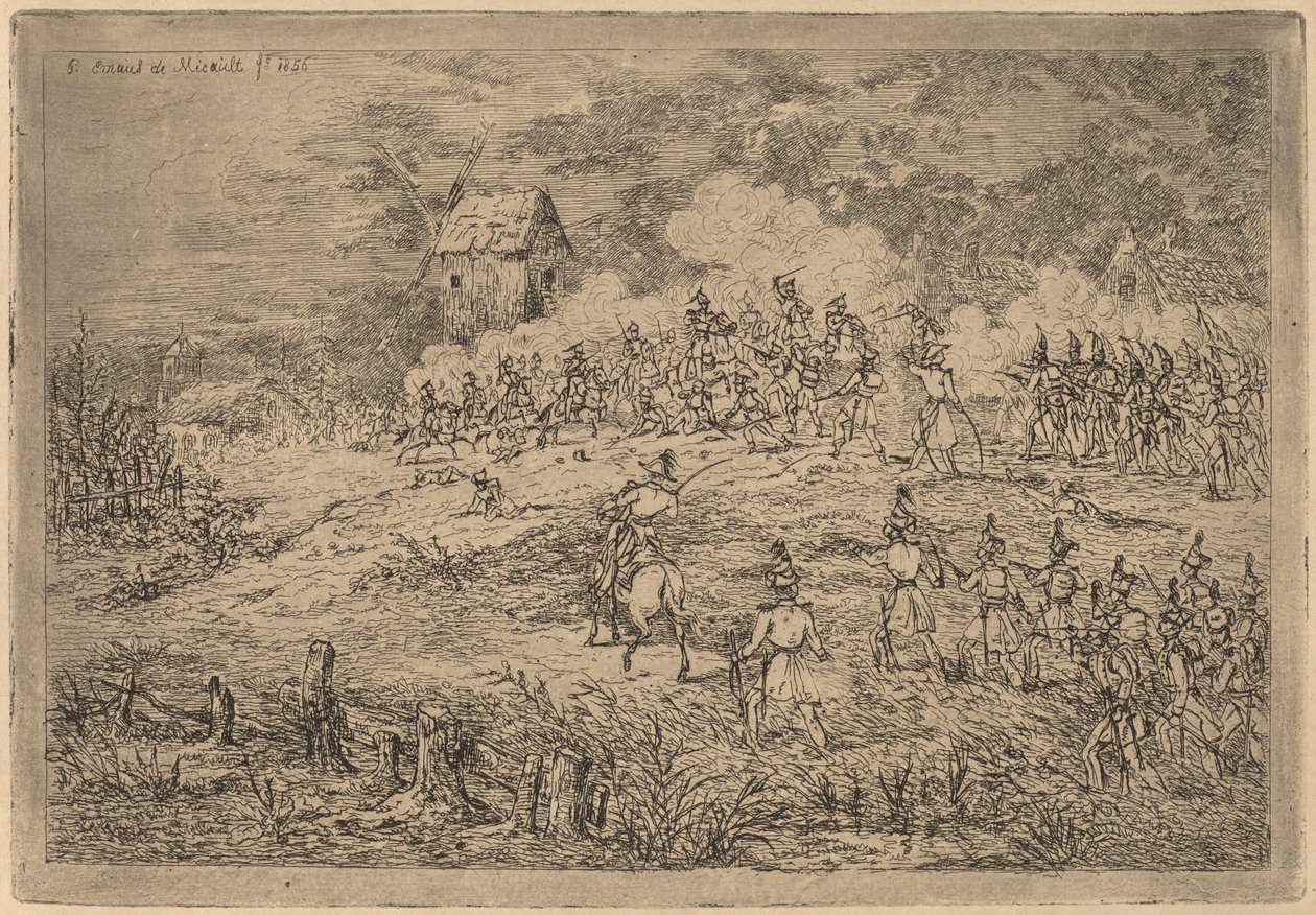 Charge de cavalerie contre des chasseurs - Gerhardus Emaus de Micault
