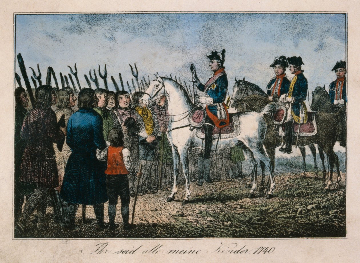 Frédéric le Grand avec les paysans - German School