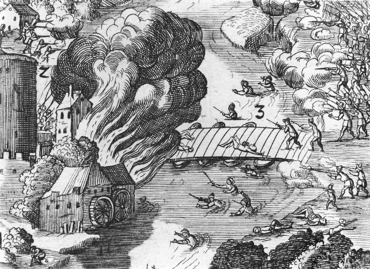 Vue générale de la bataille de Mühlberg, détail, 24 avril 1547 - German School