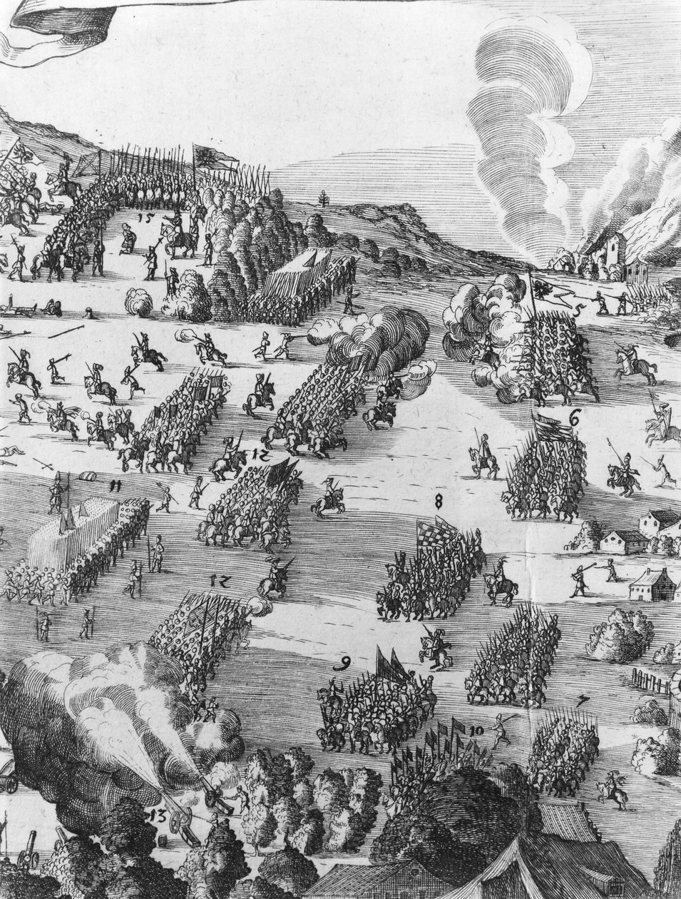 Vue générale de la bataille de Mühlberg (détail), 24 avril 1547 - German School