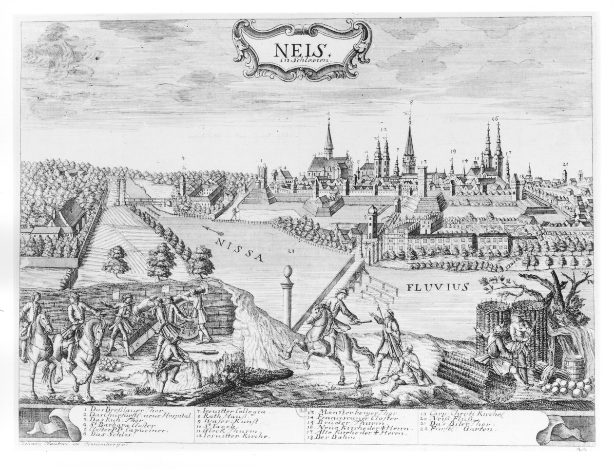 Le roi Frédéric II de Prusse envahissant la Silésie et saisissant Neis en octobre 1741 - German School
