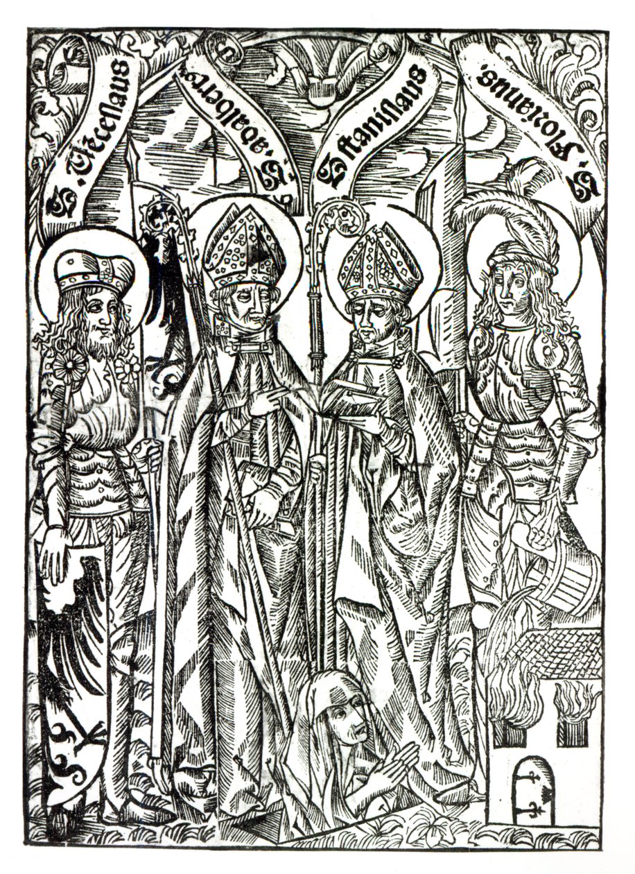 Saint Venceslas, Saint Adalbert, Saint Stanislas et Saint Florian - German School