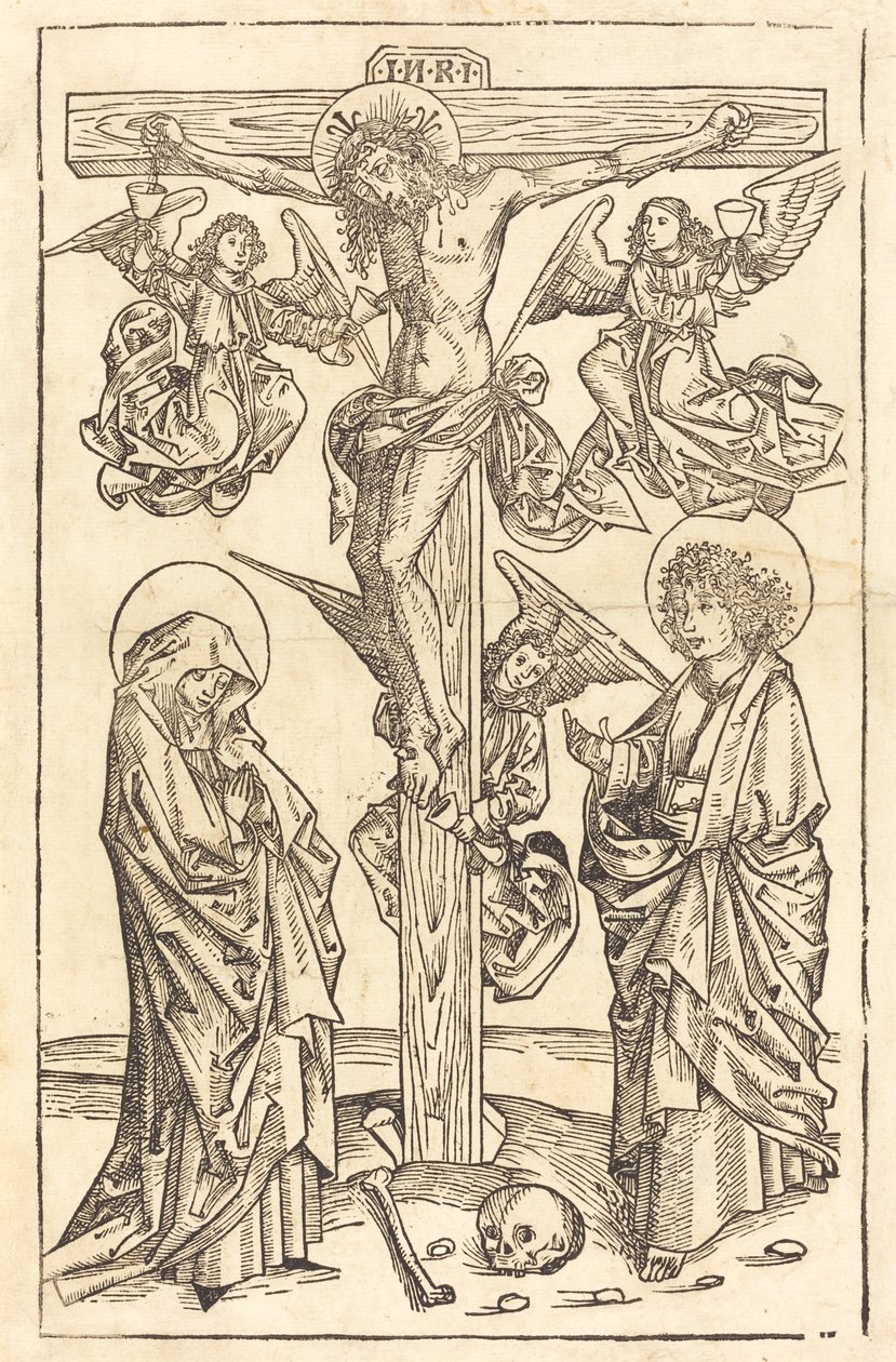Christ sur la croix avec des anges - German 15th Century