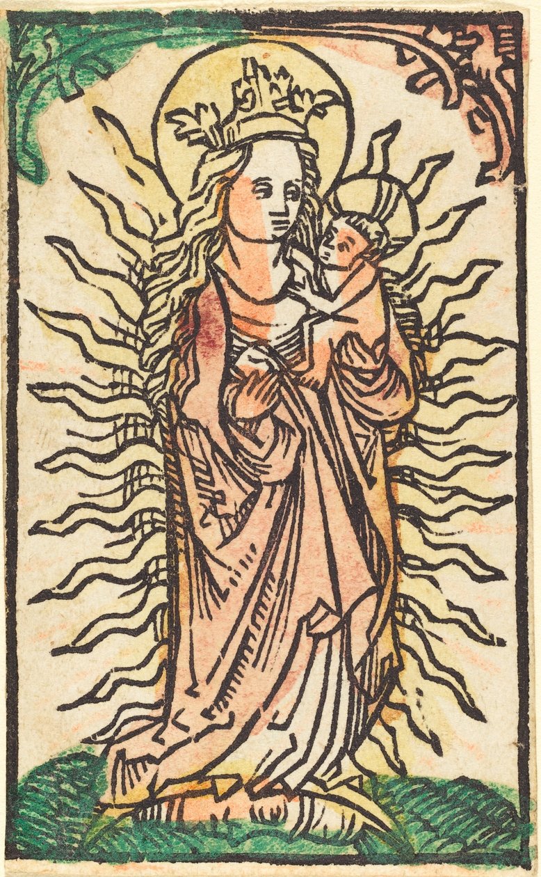 Madone et Enfant dans une Gloire debout sur un Croissant de Lune - German 15th Century