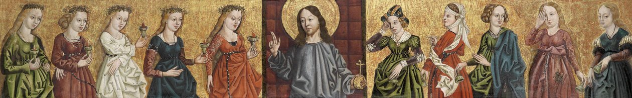 Salvator Mundi flanqué des Vierges sages et folles, vers 1500 - German Master