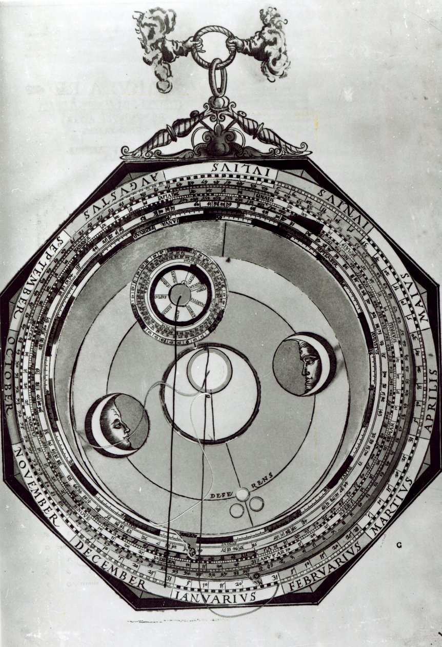 Un Volvelle, montrant possiblement les cycles de la Lune, d