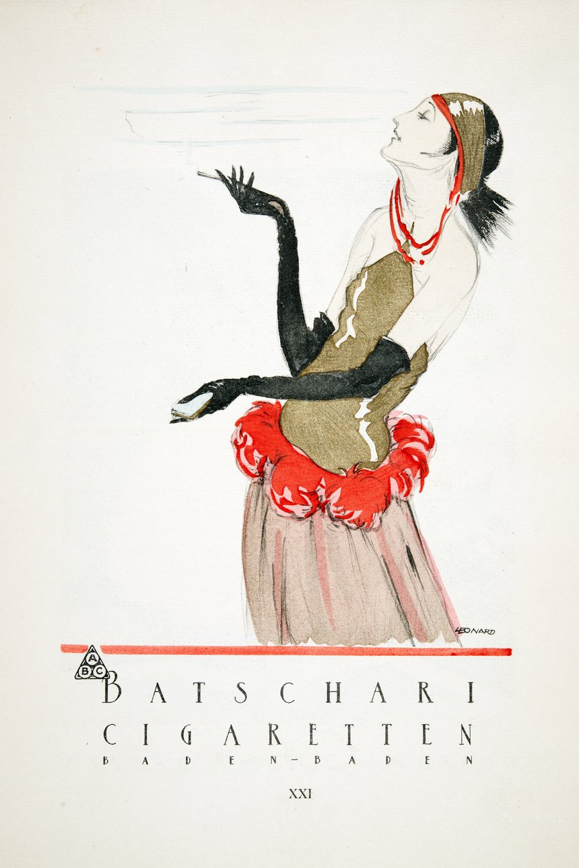 Publicité pour "Batschari Cigaretten", tirée de Styl, publié en 1922 (impression sur pochoir) - German School