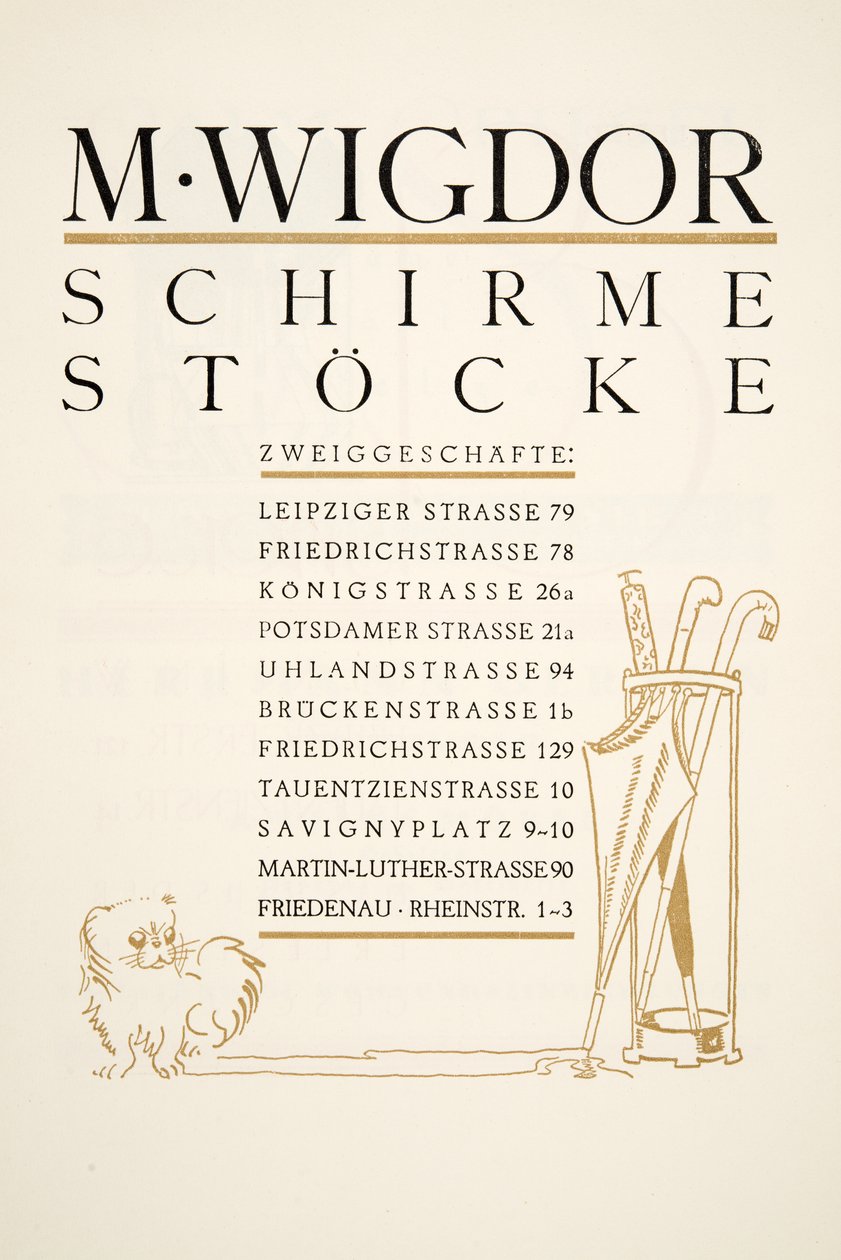 Publicité pour M. Wigdor, magasins de parapluies, de Styl, pub.1922 - German School