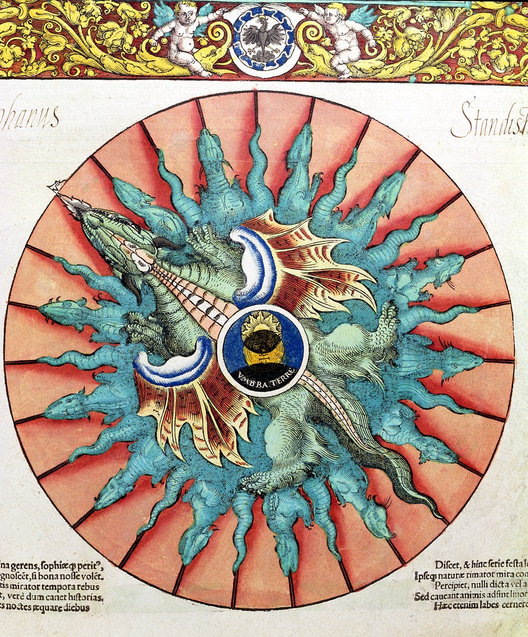 Une éclipse du soleil, illustration de Astronomicum Caesareum par Peter Apian, pub. à Ingolstadt, 1540 - German School