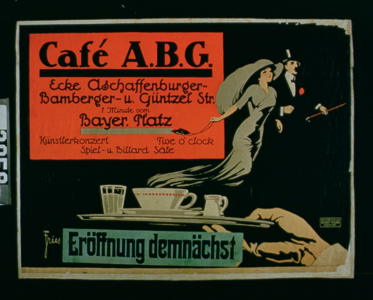 Café ABG" (lithographie couleur) - German School