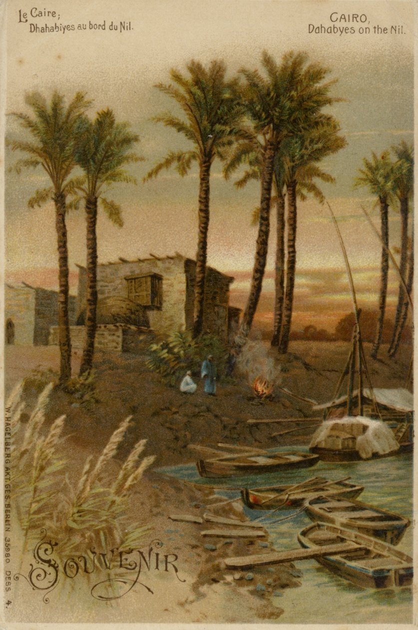 Le Caire - Dahabées sur le Nil (chromolitho) - German School