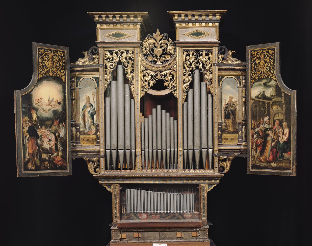 Orgue de chœur avec panneaux ouverts (bois et métal) - German School