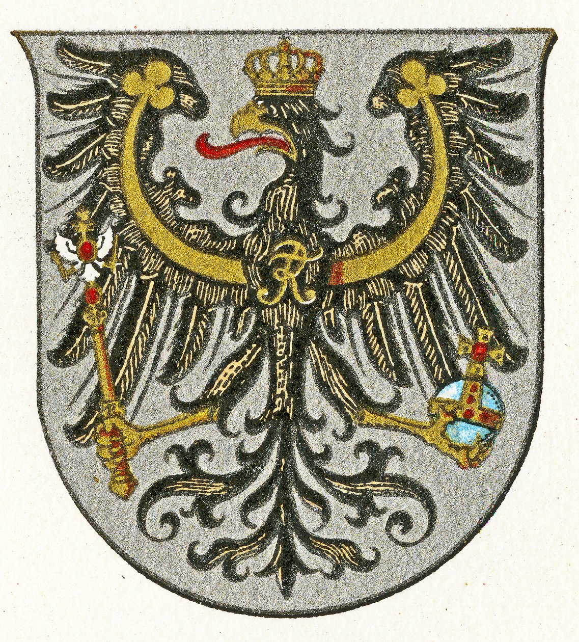 Armoiries du Royaume de Prusse et plus tard de la Province de Prusse-Orientale, vers 1898 - German School