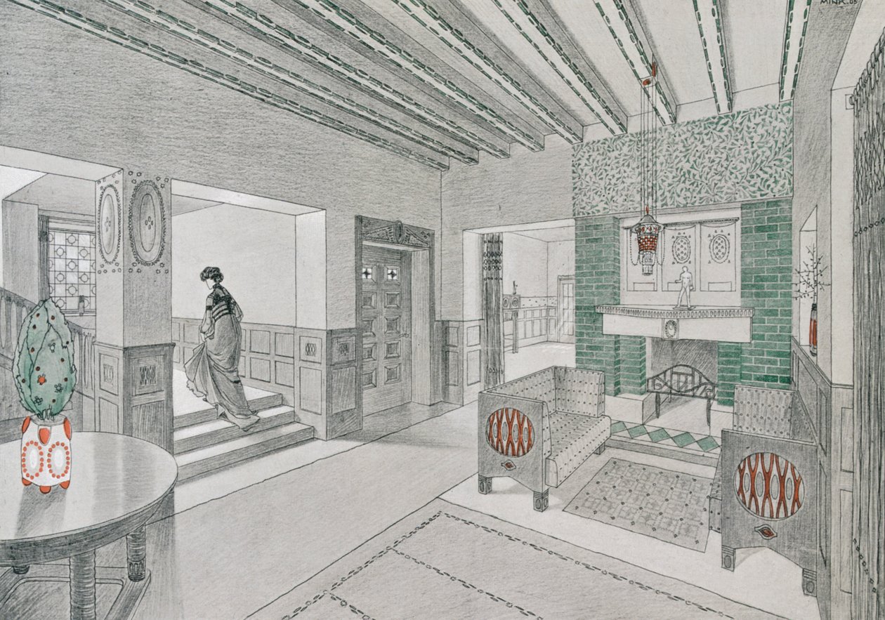 Conception pour un hall de vie par Valentin Mink, 1906 - German School