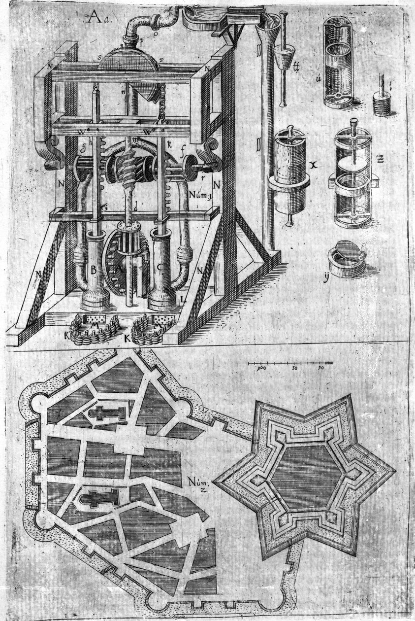 Conception de fortification de Harmonia in Fortalitiis Construendis, Defendensis & Oppugnandis par Wendelin Schildknecht, page 120, publié en 1652 - German School