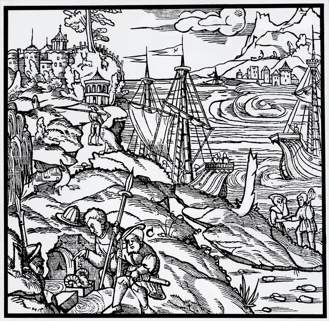 Gravure de De re metallica, par Georg Pawer ou Georgius Agricola (1494-1555) - German School