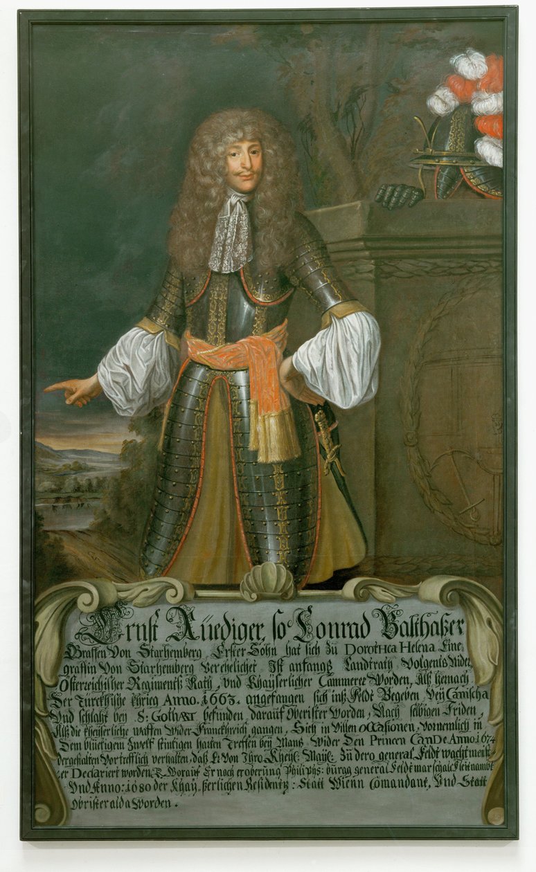 Ernst Ruediger, comte de Starhemberg, maréchal de camp et commandant de Vienne pendant le siège turc de 1683 ... (huile sur toile) - German School