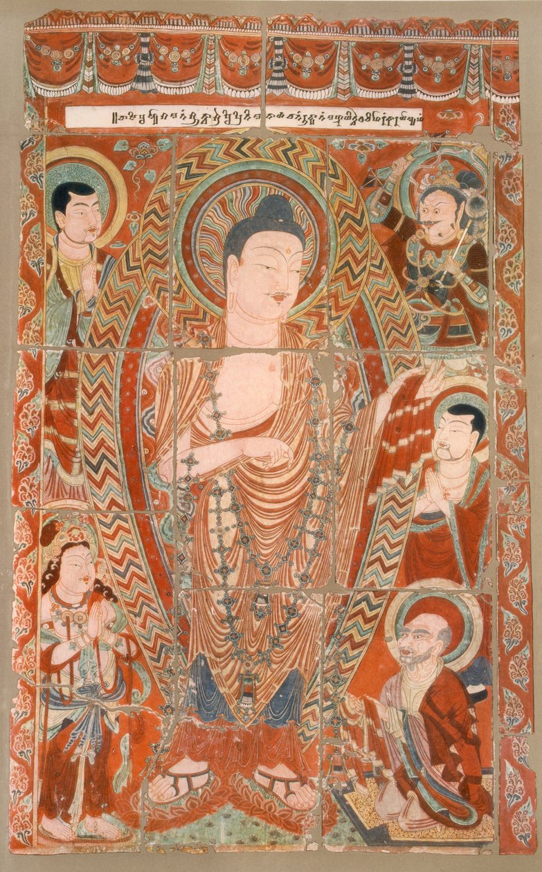 Fac-similé de peintures de temples rupestres maintenant au Musée Royal, Berlin, fin 19e-début 20e siècle - German School