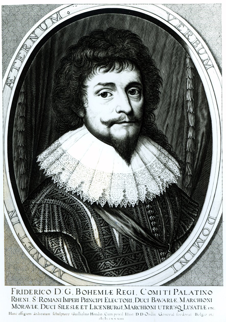 Frédéric V (1596-1632), Roi de Bohême, Électeur Palatin du Rhin, gravé par Willem Hondius, 1633 - German School