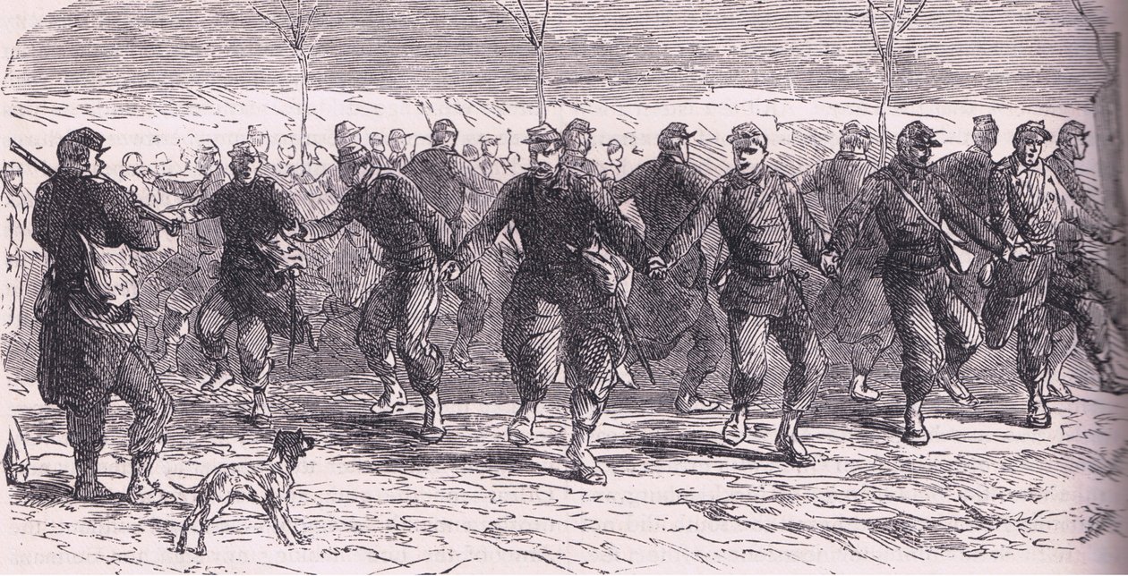 Soldats français dansant dans le camp, Histoire de la guerre entre la France et l