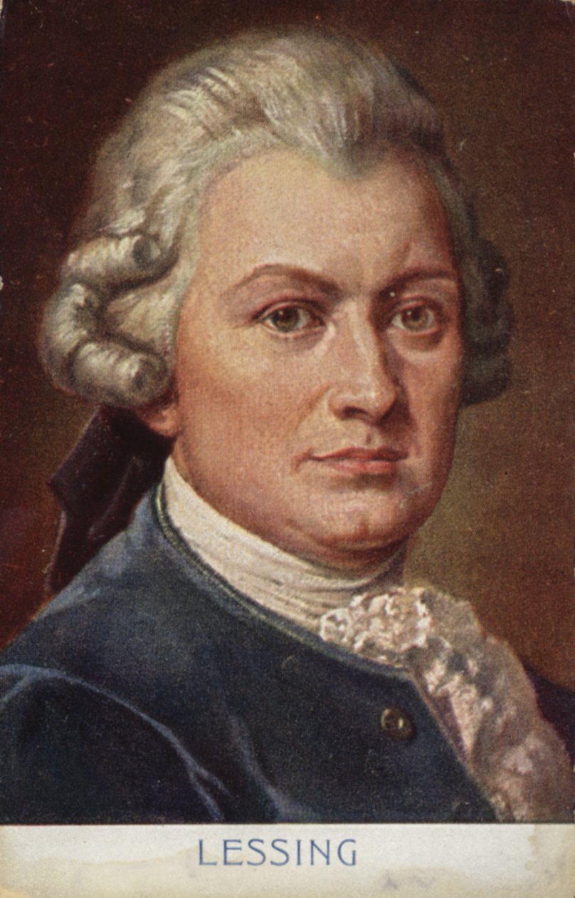 Gotthold Ephraim Lessing (1729-1781), écrivain, philosophe et dramaturge allemand (lithographie couleur) - German School