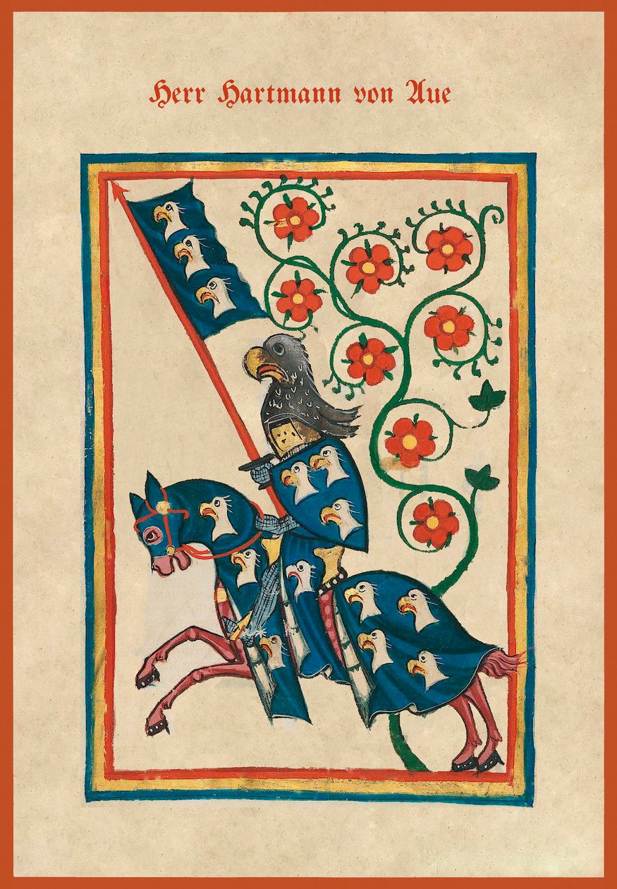 Hartmann von Aue, Livre de chants médiévaux (vélin) - German School