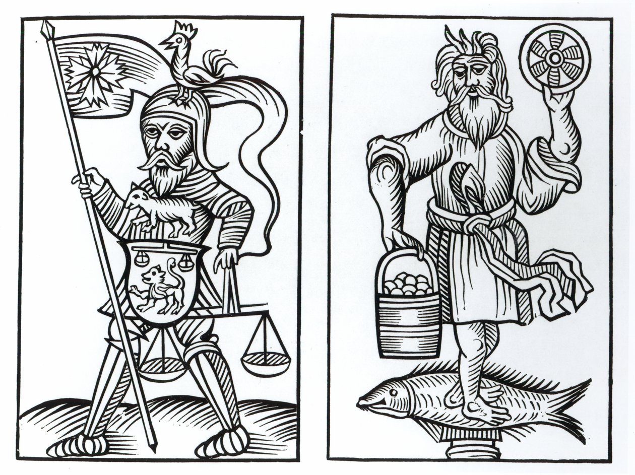 Hermensul ou Irmensul (à gauche) et Crodon (à droite) idoles des anciens Saxons, d