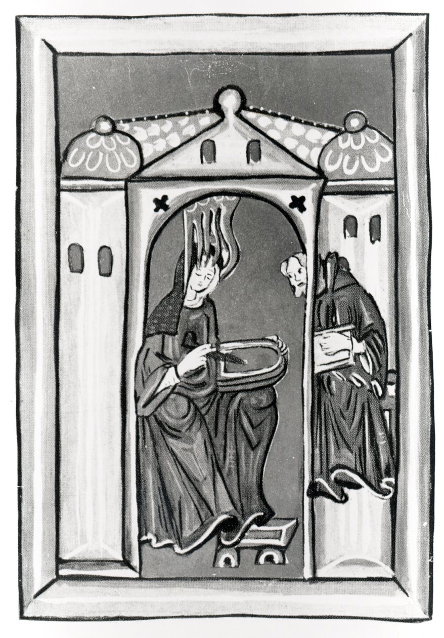 Hildegarde de Bingen recevant la Lumière du Ciel, c.1151 - German School
