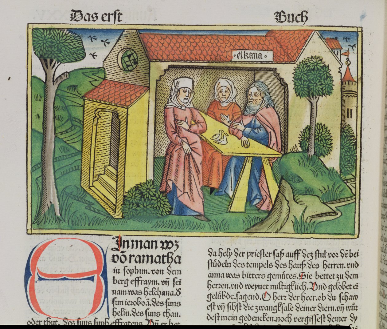1 Samuel 1:8 Elkanah réconforte Hannah, de la Bible de Nuremberg (Biblia Sacra Germanaica) - German School
