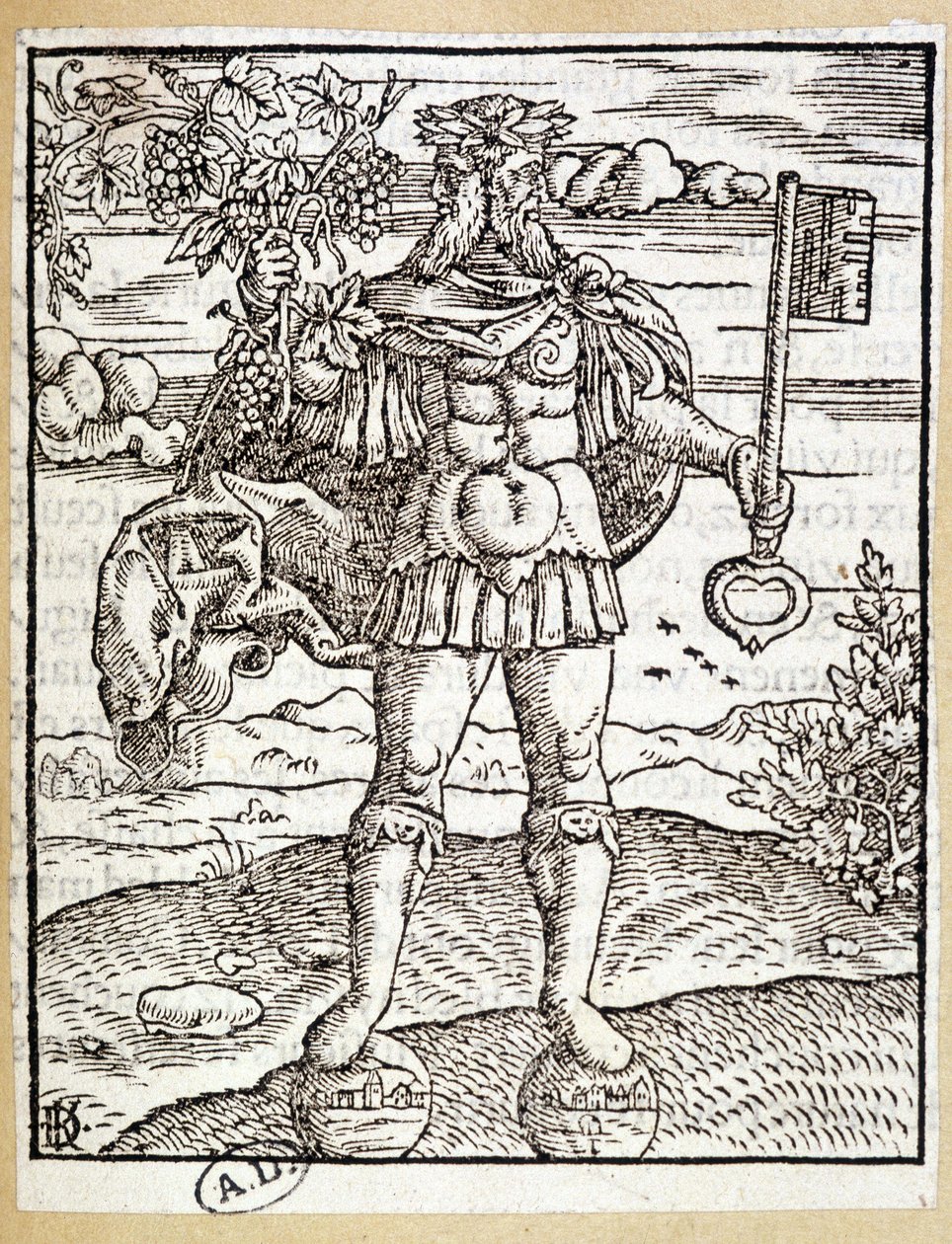 Janus (avec une clé dans une main et une branche de vigne dans l