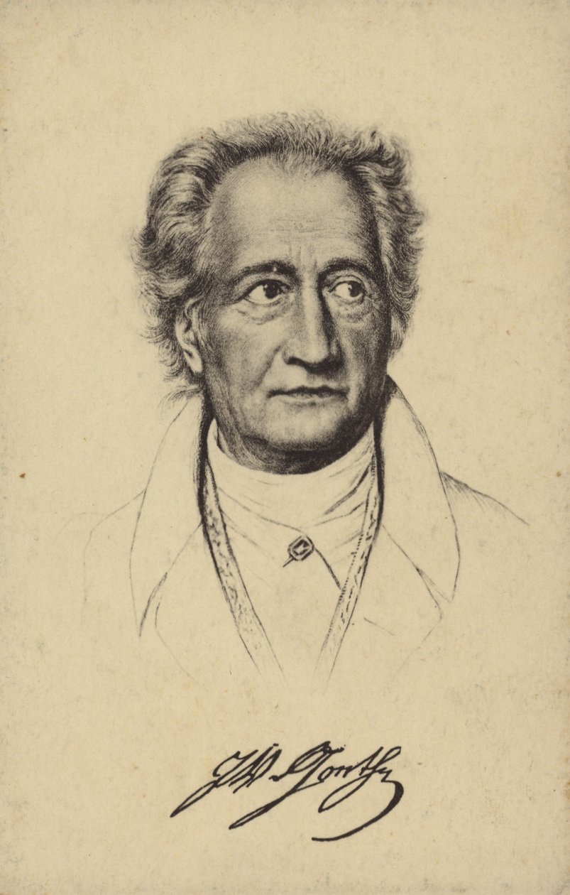 Johann Wolfgang von Goethe (1749-1832), poète, romancier et dramaturge allemand (lithographie) - German School