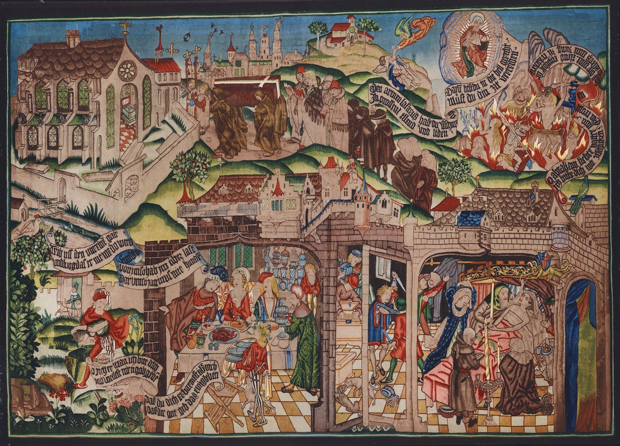 Tapisserie de Lazare, Bâle, vers 1500 (lithographie couleur) - German School