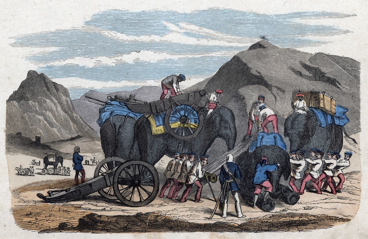 Chargement des éléphants pour le voyage de M. Bock à Dresde. Dans « Wenn Jemand eine Reise thut, so kann er was erzählen », conte allemand de Franz Wiedemann - German School