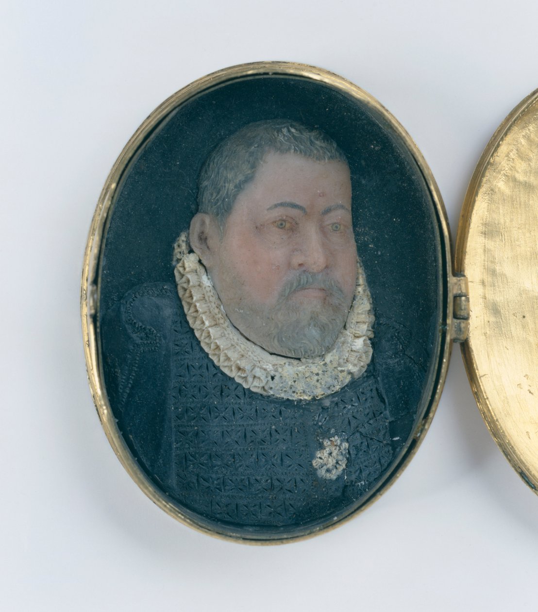 Médaillon contenant un portrait miniature en cire de Landgrave Wilhelm IV (détail) - German School