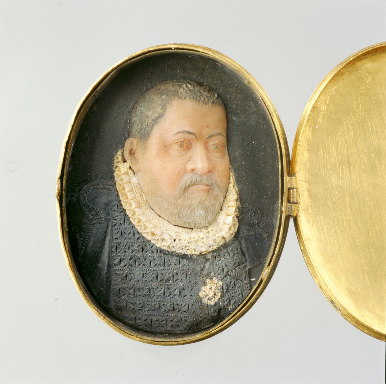 Médaillon contenant un portrait miniature en cire du Landgrave Guillaume IV - German School