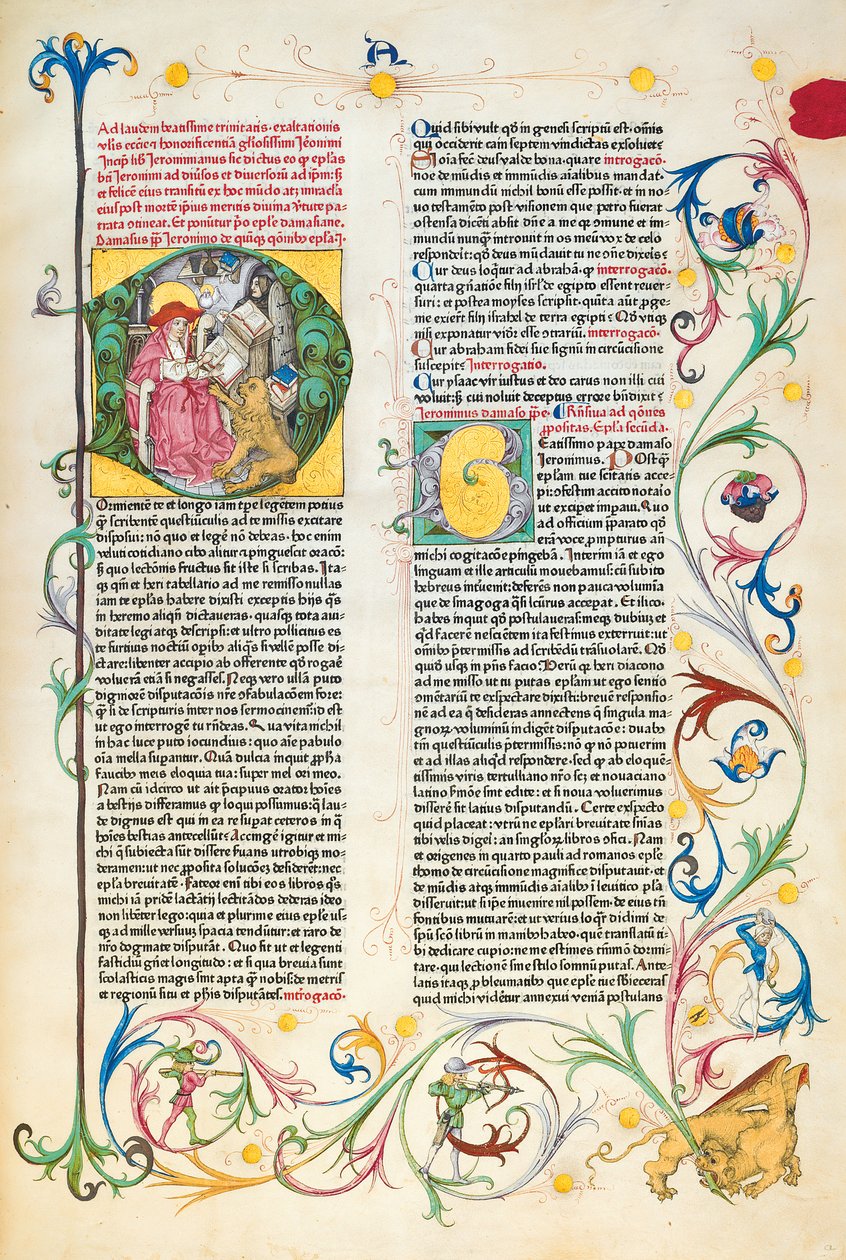 Page de Epistolae Hieronymus, lettres et traités de Saint Jérôme, édité par Adrianus Brielis - German School