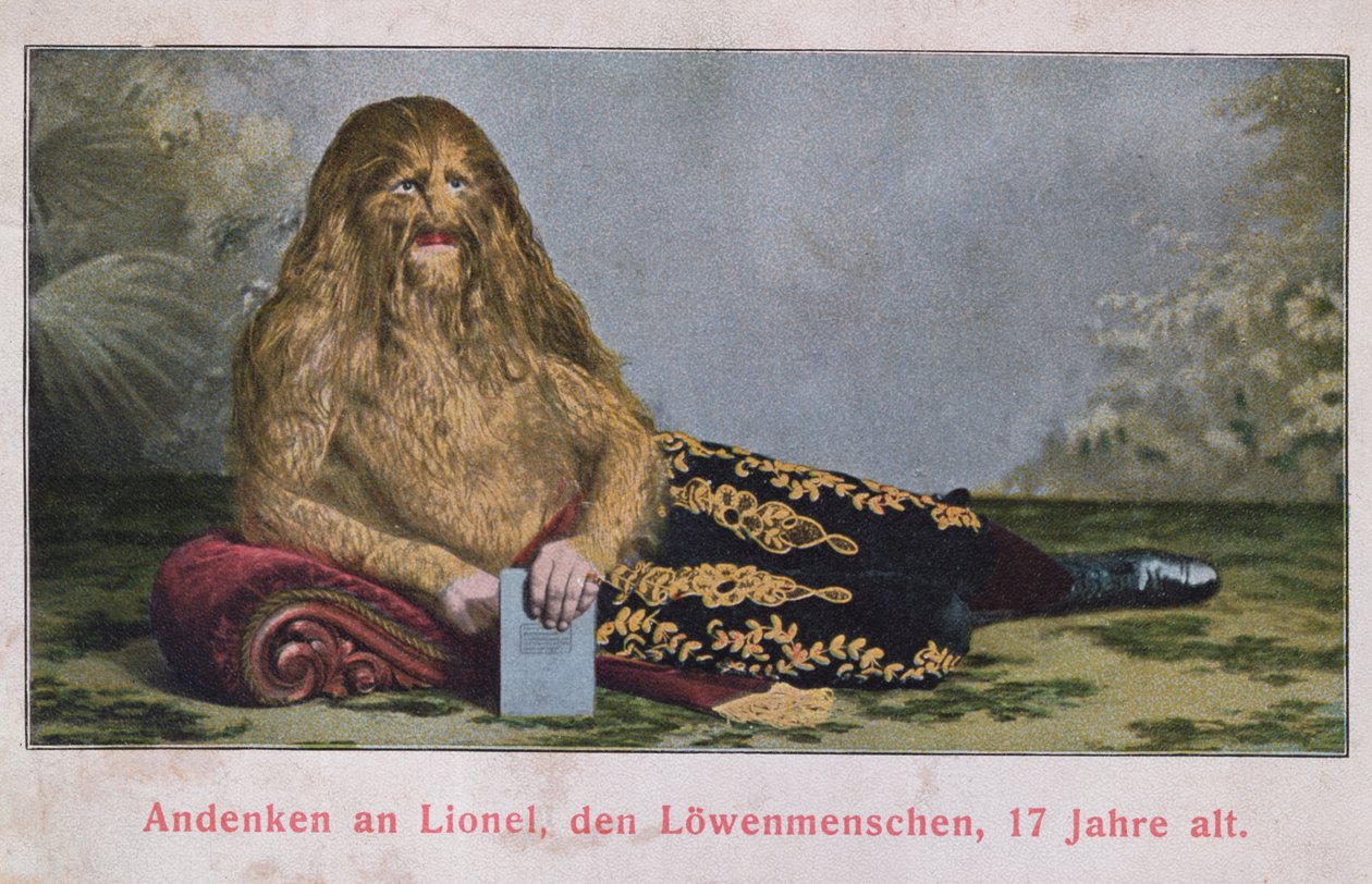 Carte postale représentant Lionel le Garçon Lion âgé de 17 ans, 1909 - German School
