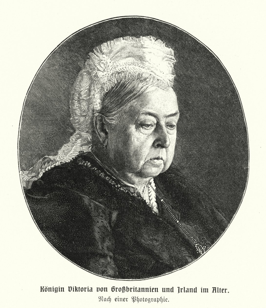 La reine Victoria dans sa vieillesse (gravure) - German School